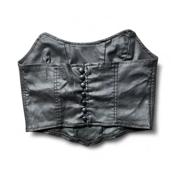 Edikted Black Faux Leather Corset Bustier Top (M, NWT) - Picture 2 of 6